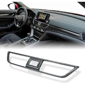 Steering Wheel Cover with Center Emblem Cover (Type A) Compatible with 2018-2022 Honda Accord 10th Gen Interior Trim Kit, Carbon Fiber Hydro-Dipping