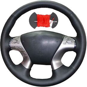 Car Steering Wheel Cover Microfiber Leather Stitch Wheel Wrap Fit for Infiniti JX35 2013 M M25 M35 M37 M56 2011-2013 Q70 2014-2019 QX60 2014-2019 Nissan Murano 2015-2018 Pathfinder,Black