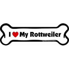 Bone Car Magnet, I Love My Rottweiler, 2-Inch by 7-Inch