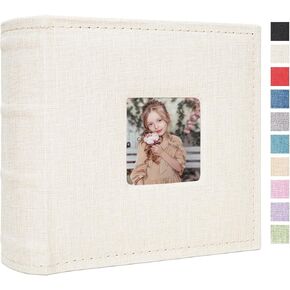 Small Photo Album 4x6 100 Pockets with Writing Space Linen Cover Picture Book Holds 4x6 Photos for Wedding, Baby, Family, Graduation