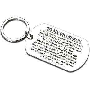 GGOJAGST Grandson Keychain Gifts from Grandma,Valentines Gifts for Grandson, Grandson Birthday Gifts, Stocking Stuffers for Teen Boys, Grandson Keychain Graduation Valentines for Grandson