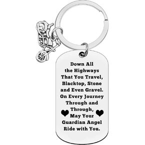 Biker Gifts Keychain Motorcycle Keychain May Your Guardian Angel Ride With You Keychain Ride Safe Keychain Christmas Birthday Gifts Biker Gifts for Him Boyfriend Husband Dad Son