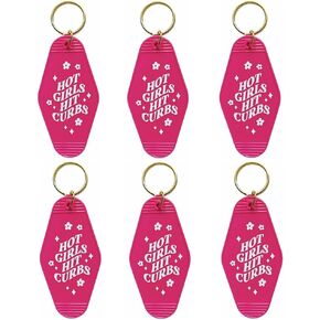 6pcs Hot Girls Hit Curbs Keychains Motel Keychain for Women Girls Funny Car Accessories