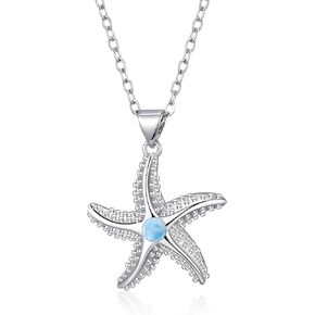 Starfish Larimar Necklace for Women Starfish Beach Jewelry Gifts for Women