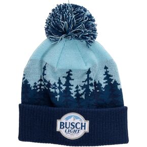 Busch Light Mountain Logo Jacquard Knit Pom Beanie Blue