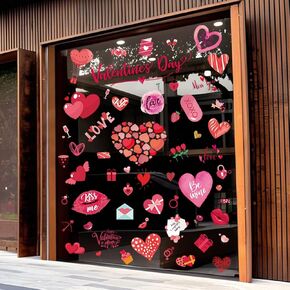 Valentines Day Window Clings for Glass, 9 Sheets Valentine's Day Double-Sided Window Cling Stickers for Office Decorations, Valentine Red Pink Gnome Clings Decals for Indoor Home Shop Kitchen Decor in Kuwait