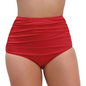 Women’s High Waisted Full Ruched Bikini Swimsuit Bottoms Tummy Control Full Coverage Bathing Suit Bottoms