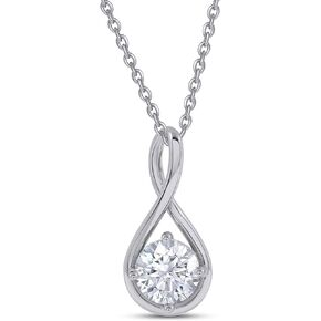 18K Gold Plated Solitaire Pendant Necklace for Women | 7MM Moissanite Diamond Infinity Chain Necklaces | Dainty Necklace 16''+2'' Extender (1.15 Cttw)