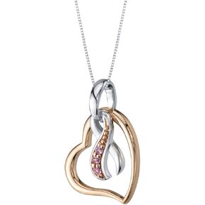 Peora Sterling Silver Cancer Awareness Hope, Fight, Survive Ribbon Pendant Necklace for Women with 18 Inch Chain