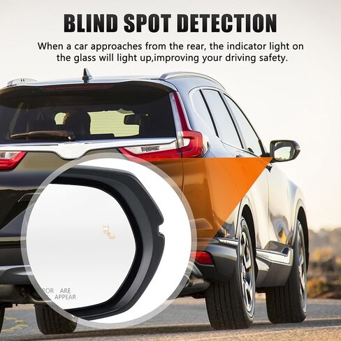 Mirror Glass Compatible with CRV 2017 2018 2019 2020 2021 2022, Right Passenger Side Rear View Convex Mirror Glass with Blind Spot Detection System, Heated, Backing Plate and Mounting Bracket in Kuwait
