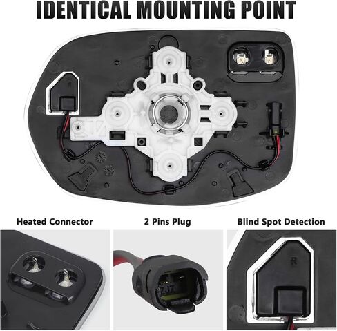 Mirror Glass Compatible with CRV 2017 2018 2019 2020 2021 2022, Right Passenger Side Rear View Convex Mirror Glass with Blind Spot Detection System, Heated, Backing Plate and Mounting Bracket in Kuwait