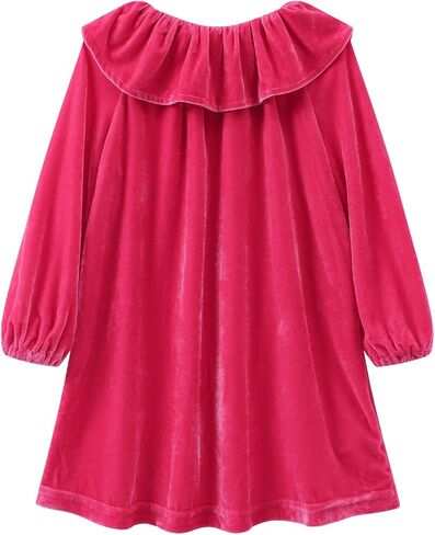 HILEELANG Toddler Girl Christmas Fall Winter Long Sleeve Velvet Twirl Dress Swing Party Dress in Kuwait