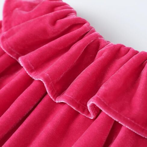 HILEELANG Toddler Girl Christmas Fall Winter Long Sleeve Velvet Twirl Dress Swing Party Dress in Kuwait