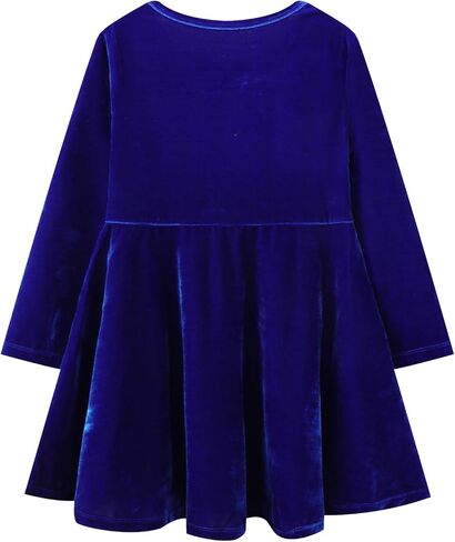 HILEELANG Toddler Girl Christmas Fall Winter Long Sleeve Velvet Twirl Dress Swing Party Dress in Kuwait