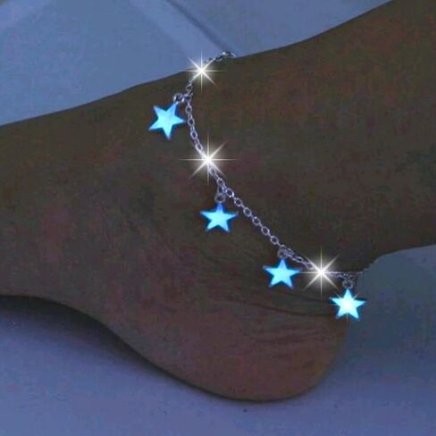 Rhinestone Anklet, Ankle Bracelets Glow in the Dark, Luminous Foot Jewelry Pendant, Fluorescent Dangle Evening Party Sparkle for Women in Saudi Arabia