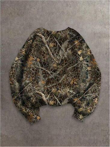 Milumia Women's Camo Leopard Print Pullovers Crew Neck Drop Shoulder Sweatshirts in Saudi Arabia