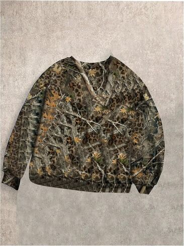 Milumia Women's Camo Leopard Print Pullovers Crew Neck Drop Shoulder Sweatshirts in Saudi Arabia