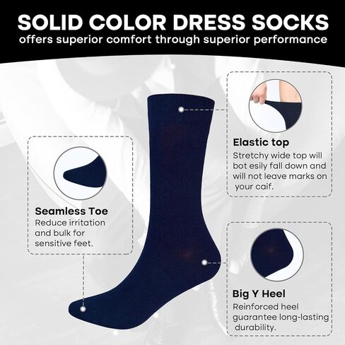 Men's Dress Socks 4 Pack Crew Business Casual Sock Moisture Wicking Super Soft in Saudi Arabia