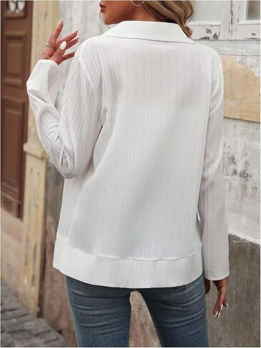 Verdusa Women's Lapel Collar Button Front Long Sleeve Blazer Work Office Jacket in Kuwait