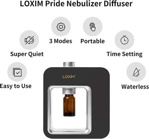 Waterless Essential Oil Diffuser - Aromatherapy Diffusers for Large Room, Portable & No Heat & Quiet & Rechargable for Living Room Bedroom Office Home Travel, Pride (Black Golden) in Saudi Arabia