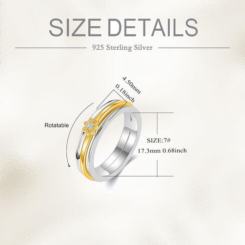 Anxiety Relieve Spinner Rings Sterling Silver Fidget Ring for Women in Kuwait