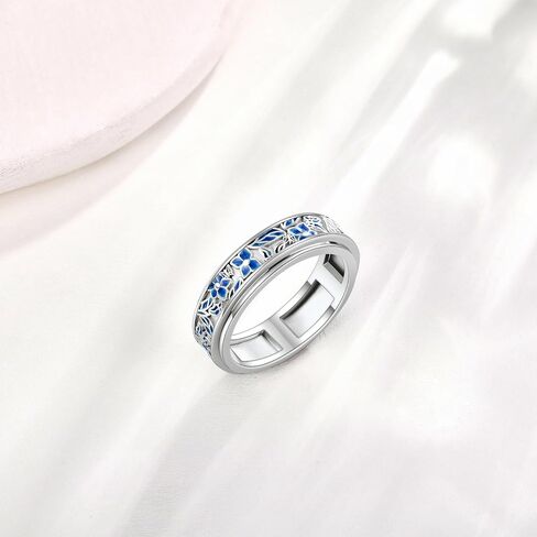 Anxiety Relieve Spinner Rings Sterling Silver Fidget Ring for Women in Kuwait