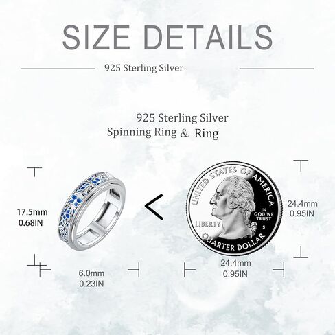 Anxiety Relieve Spinner Rings Sterling Silver Fidget Ring for Women in Kuwait