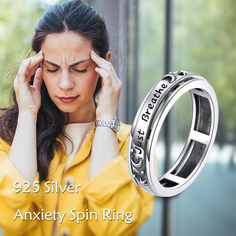 Anxiety Relieve Spinner Rings Sterling Silver Fidget Ring for Women in Kuwait