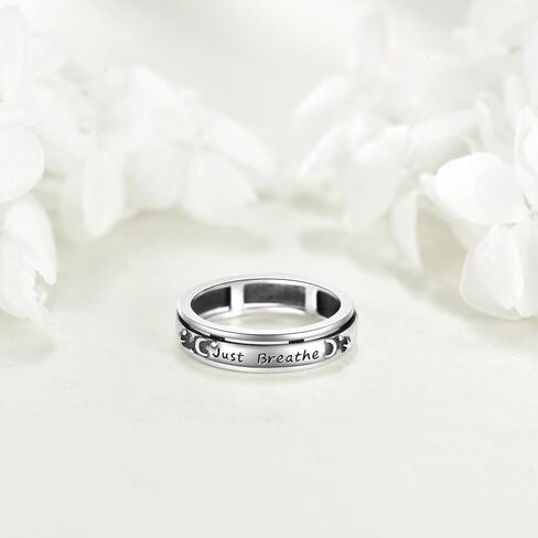 Anxiety Relieve Spinner Rings Sterling Silver Fidget Ring for Women in Kuwait