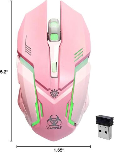 VEGCOO White Wireless Gaming Mouse, Silent Click Wireless Mouse with 3 Level DPI, Rechargeable Computer Mice with Colorful RGB LED Lights and Side Buttons for Laptop and Desktop in Kuwait