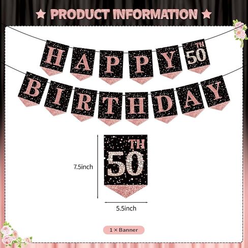 KORHONEN 18th Birthday Decorations for Girls, Pink Black 2006 Birthday Party Decorations Include Happy 18th Birthday Banner and Hanging Swirls, Happy 18th Birthday Party Decor for Girls Women in Saudi Arabia