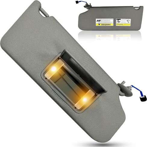 Left Driver Side Sun Visor for Honda Pilot 2009 2010 2011 2012 2013 2014 2015 Replace 83280-SZA-A01ZA with Vanity Light/with Makeup Mirror (Driver Left Side(Grey)) in Saudi Arabia