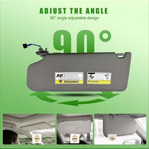 Left Driver Side Sun Visor for Honda Pilot 2009 2010 2011 2012 2013 2014 2015 Replace 83280-SZA-A01ZA with Vanity Light/with Makeup Mirror (Driver Left Side(Grey)) in Saudi Arabia