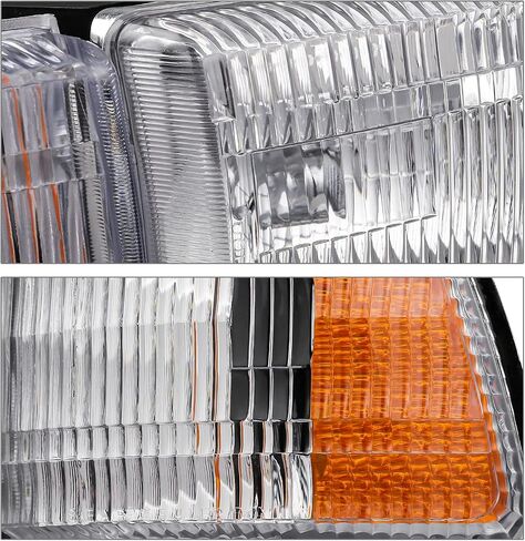 M-AUTO Headlights Headlamps Assembly with 2 Pre-assembled 6000K LED Bulbs Compatible with 1994-2001 Dodge Ram 1500 Pickup, 1994-2002 Ram 2500/3500, Chrome Housing Amber Corner Head Lamps in Saudi Arabia