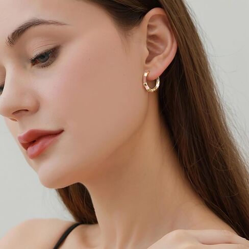 Milan Chiva 14k gold Chunky hoop Earrings for Women 14k Glod Plated Earrings Dainty Jewelry in Kuwait