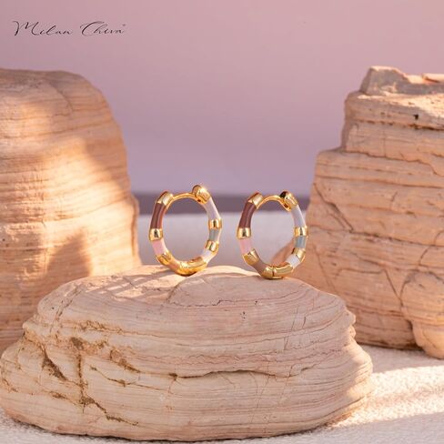 Milan Chiva 14k gold Chunky hoop Earrings for Women 14k Glod Plated Earrings Dainty Jewelry in Kuwait