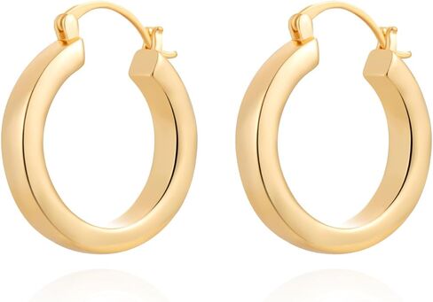 Milan Chiva 14k gold Chunky hoop Earrings for Women 14k Glod Plated Earrings Dainty Jewelry in Kuwait