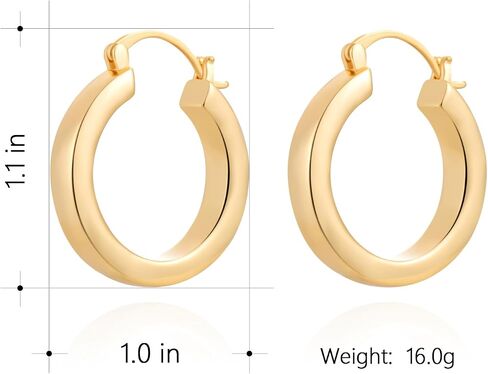 Milan Chiva 14k gold Chunky hoop Earrings for Women 14k Glod Plated Earrings Dainty Jewelry in Kuwait