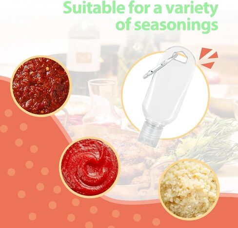 3Pcs Portable Hot Sauce Keychain Bottles - Mini Ketchup Containers for On-The-Go - 2oz/50ml Bottles, Refillable Travel Size Hot Sauce Keychain,Sauces, Gravies and Marinades,Hot Sauce,Pantry Staples in Kuwait