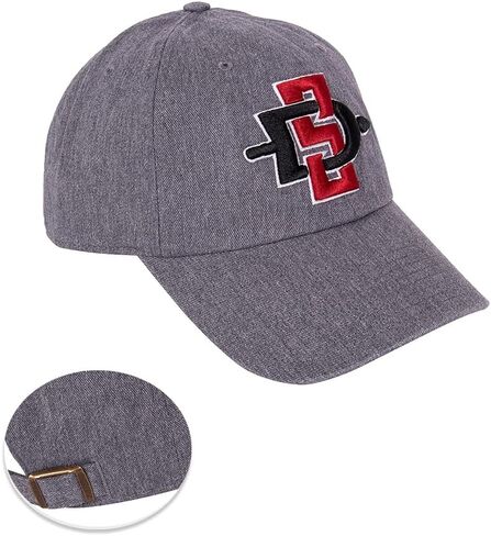 قبعة بيسبول جامعة ولاية سان دييغو SDSU Aztecs قبعات مطرزة ذات حواف قبعة قابلة للتعديل بحزام قماش للبالغين (النمط A) in Saudi Arabia