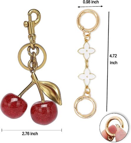 Glitter Cherry Bag Charm,Cherry Keychain,Cute Keychain Gifts For Women Purse Keychain Accessories Charms, Bag Charms for Handbags and Purses Birthday Christmas Gifts in Saudi Arabia