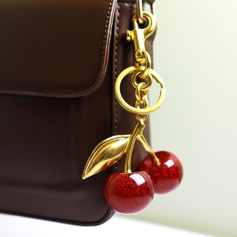 Glitter Cherry Bag Charm,Cherry Keychain,Cute Keychain Gifts For Women Purse Keychain Accessories Charms, Bag Charms for Handbags and Purses Birthday Christmas Gifts in Saudi Arabia