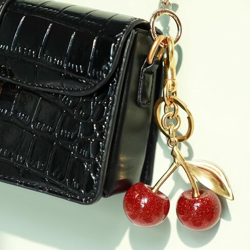 Glitter Cherry Bag Charm,Cherry Keychain,Cute Keychain Gifts For Women Purse Keychain Accessories Charms, Bag Charms for Handbags and Purses Birthday Christmas Gifts in Saudi Arabia