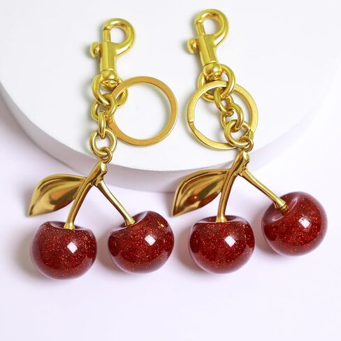 Glitter Cherry Bag Charm,Cherry Keychain,Cute Keychain Gifts For Women Purse Keychain Accessories Charms, Bag Charms for Handbags and Purses Birthday Christmas Gifts in Saudi Arabia