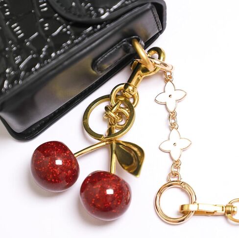 Glitter Cherry Bag Charm,Cherry Keychain,Cute Keychain Gifts For Women Purse Keychain Accessories Charms, Bag Charms for Handbags and Purses Birthday Christmas Gifts in Saudi Arabia