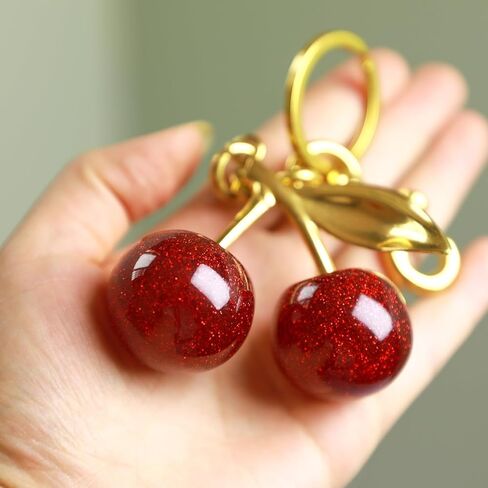Glitter Cherry Bag Charm,Cherry Keychain,Cute Keychain Gifts For Women Purse Keychain Accessories Charms, Bag Charms for Handbags and Purses Birthday Christmas Gifts in Saudi Arabia