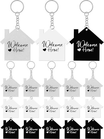 Sureio 18 Pcs House Acrylic Keychain Real Estate Agent Keychain Clear White Black Blank DIY Keychain New Home Keychain Welcome Home Housewarming Gift for Real Estate Agent Supplies, Gifts in Kuwait