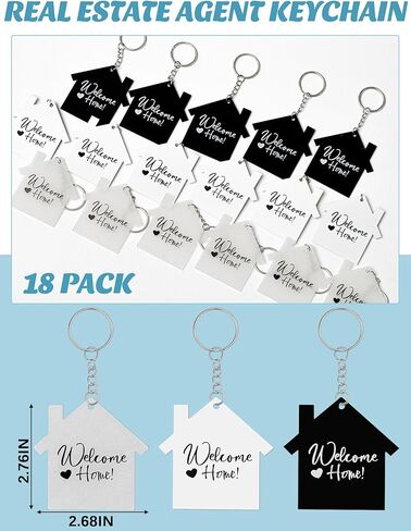 Sureio 18 Pcs House Acrylic Keychain Real Estate Agent Keychain Clear White Black Blank DIY Keychain New Home Keychain Welcome Home Housewarming Gift for Real Estate Agent Supplies, Gifts in Kuwait