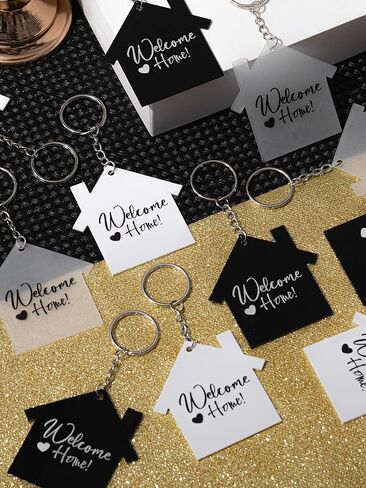 Sureio 18 Pcs House Acrylic Keychain Real Estate Agent Keychain Clear White Black Blank DIY Keychain New Home Keychain Welcome Home Housewarming Gift for Real Estate Agent Supplies, Gifts in Kuwait