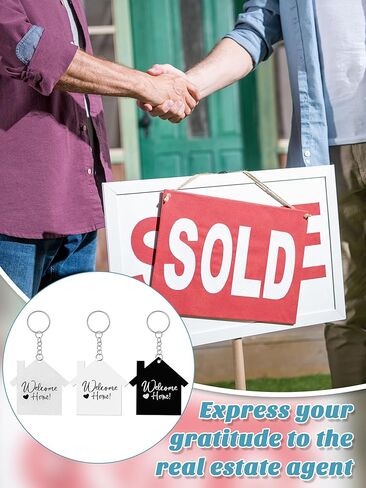 Sureio 18 Pcs House Acrylic Keychain Real Estate Agent Keychain Clear White Black Blank DIY Keychain New Home Keychain Welcome Home Housewarming Gift for Real Estate Agent Supplies, Gifts in Kuwait